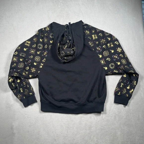 Disney Women Small Sweatshirt Black Hoodie Logo Sleeping Beauty Castle Full Zip - Picture 7 of 10